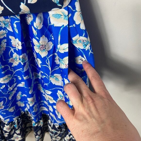 New Eliza J Floral Bow Tie Back Midi Sundress Blue Size 16 Nordstrom Pocket boho - Picture 7 of 12